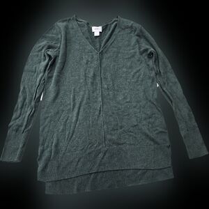 Old Navy Womens Bottle Green High Low Side Split Hem V Neck Pullover Sweater S